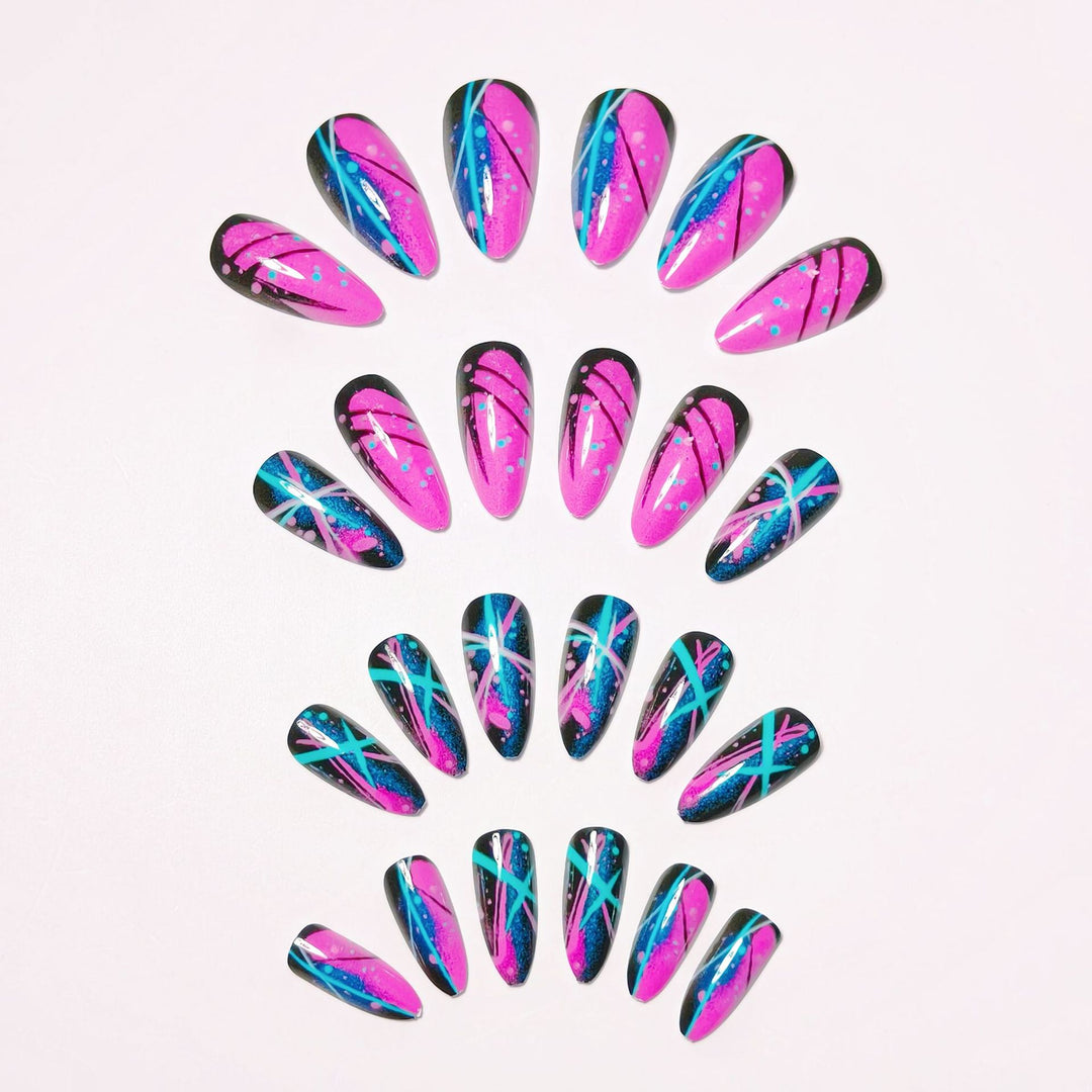 Artificial nails with geometric glamour design Kalsten