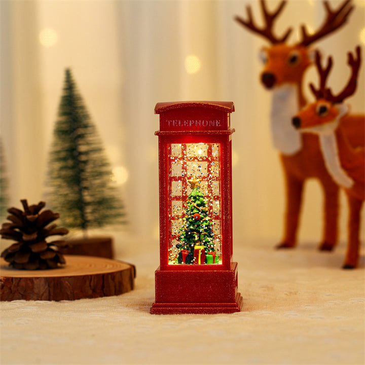 Decorative Snowman Telephone Booth Figurine Kalsten