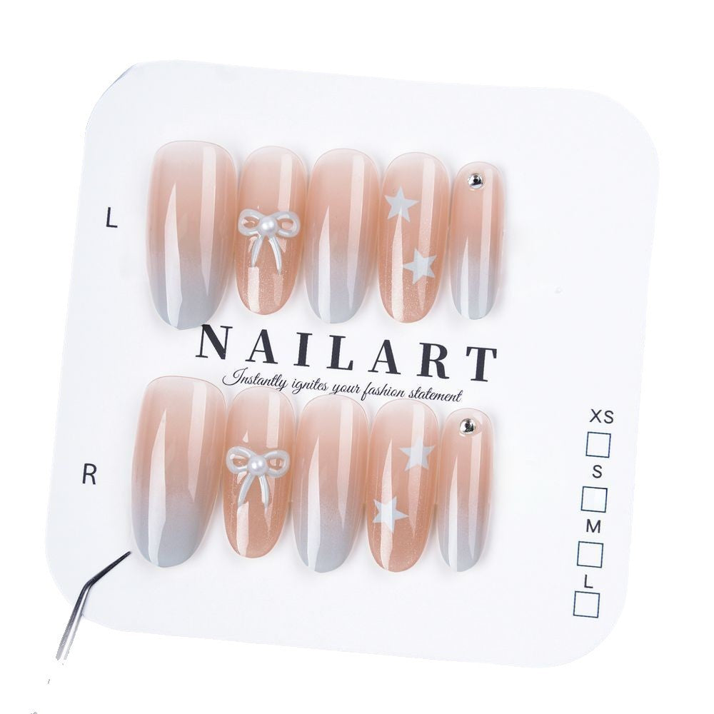 Artistic Press-On Nail Set with Floral and Glossy Accents Kalsten