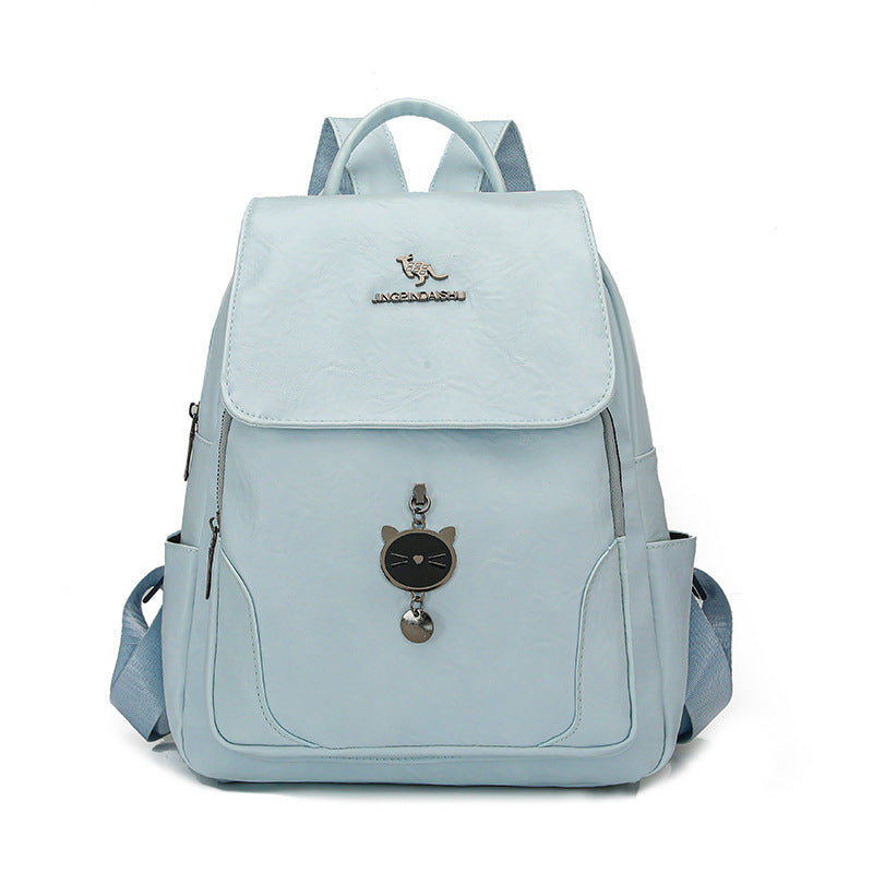 Cute Cat-Themed Leather Backpack Kalsten