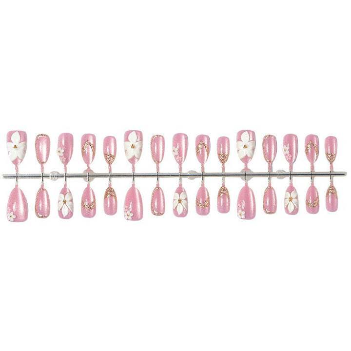 Acrylic nail set with elegant flower and glitter designs Kalsten