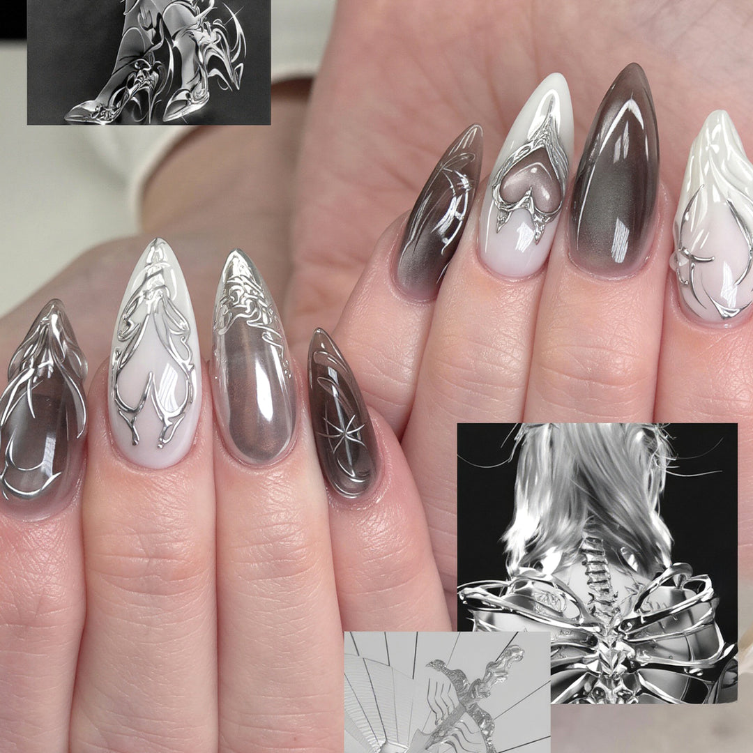 Artistic Long Stiletto Nail Art Tips Kalsten