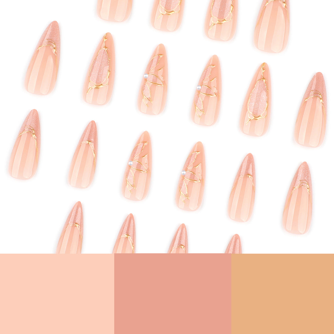 Artful Stiletto Nails with Gold Accents Kalsten