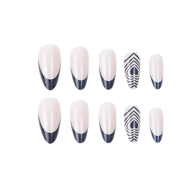 Stylish Stiletto Press-On Nails with Heart and Geometric Designs Kalsten