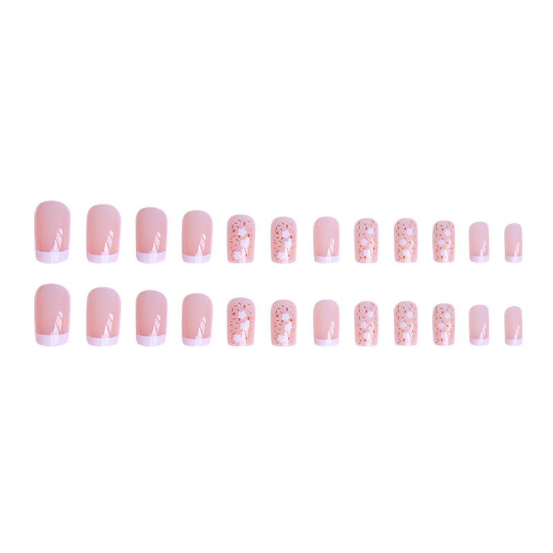 Nail art set with floral decorations and elegant French design Kalsten