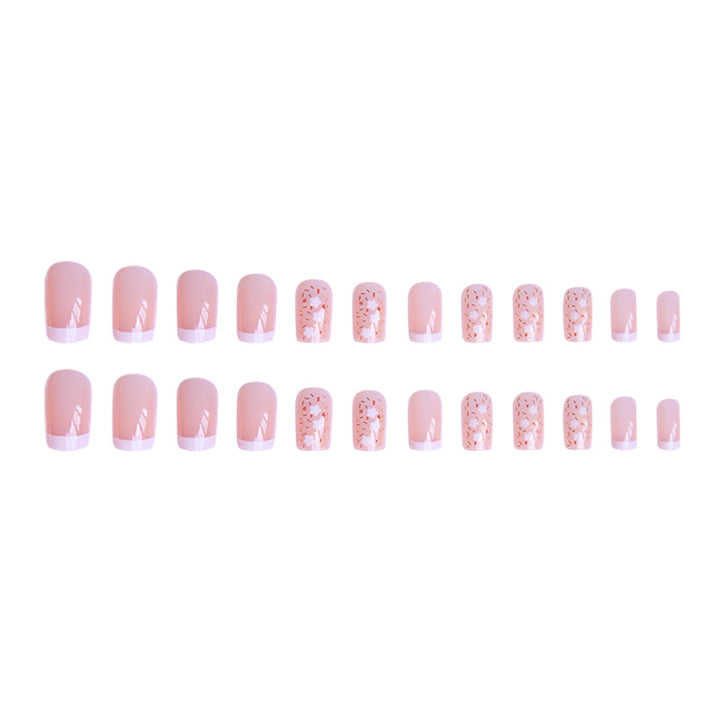 Nail art set with floral decorations and elegant French design Kalsten