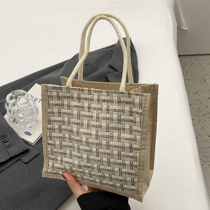 Bohemian Tote Bag with Decorative Pom Poms
