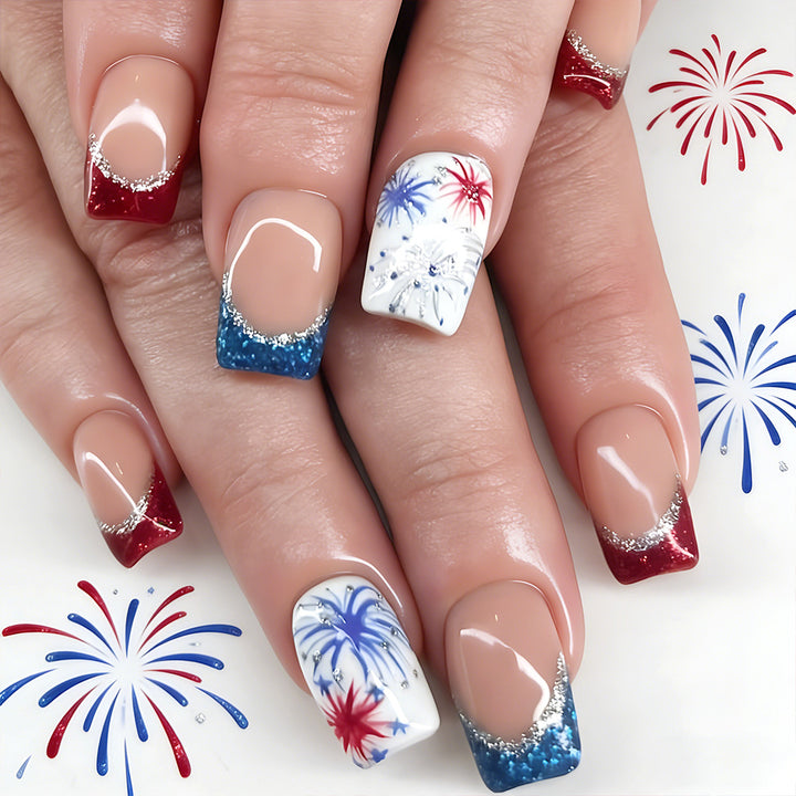 Festive Patriotic Press-On Nail Art Kalsten