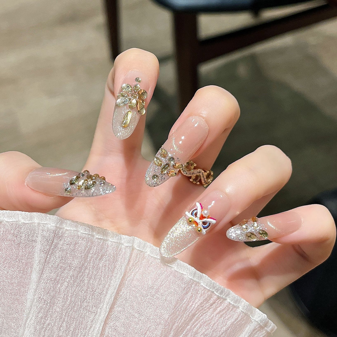 Decorative Rhinestone Floral Press-On Nail Set Kalsten