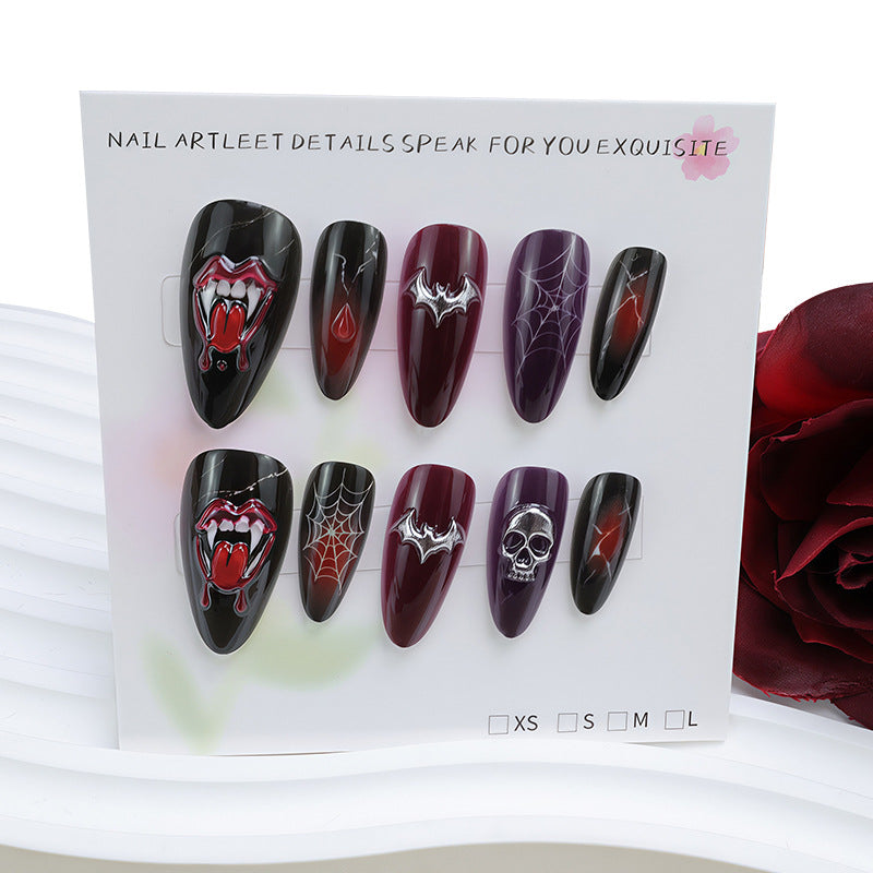 Halloween Fake Nail Set with Creepy Halloween Motifs Kalsten