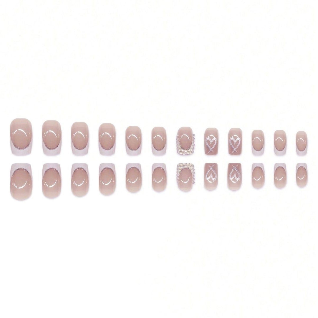 Decorative Rhinestone and Heart Design Press-On Nails Kalsten