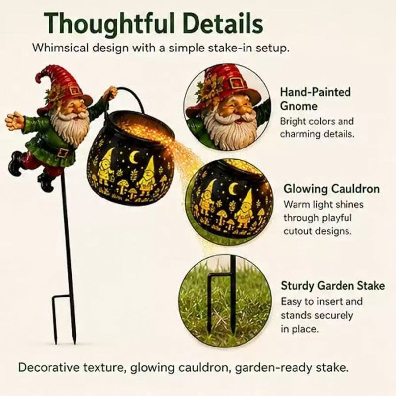 Decorative garden gnome figure with cauldron Kalsten
