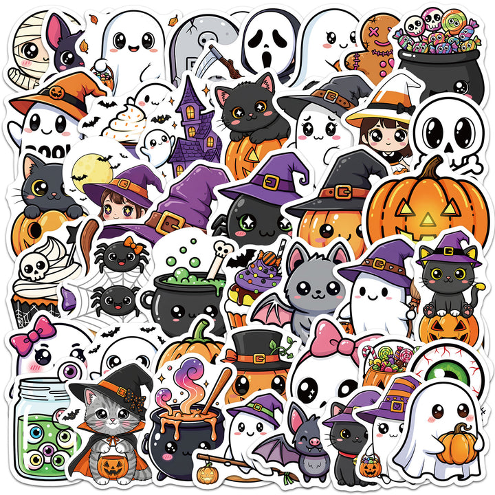 Kawaii Halloween Vinyl Sticker Set Waterproof, removable sticker pack for laptop, scrapbooking and gift decoration