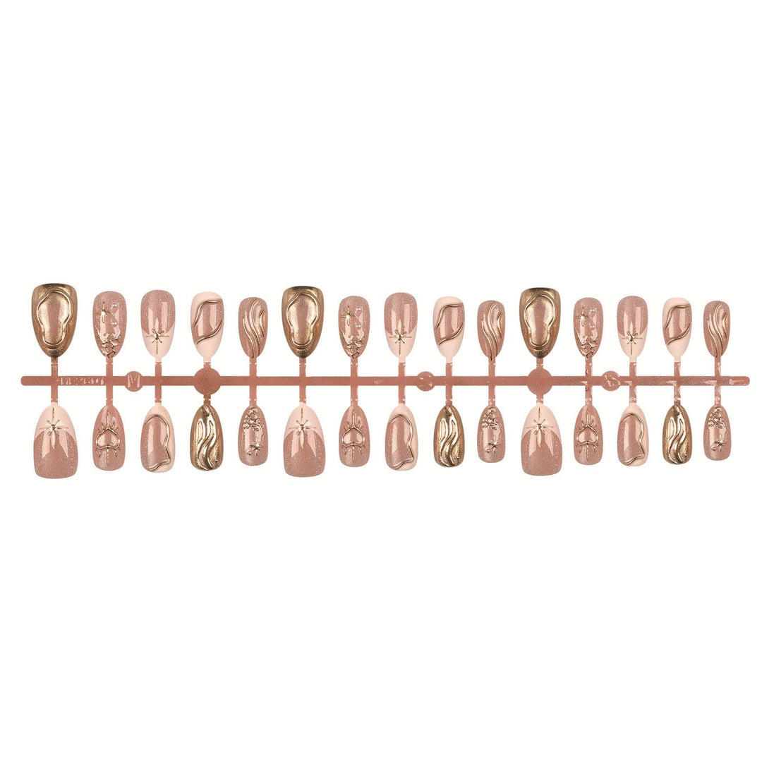 Artistic Gold-Accent Press-On Nail Set