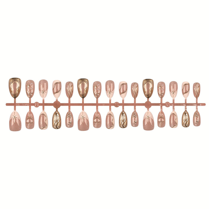 Artistic Gold-Accent Press-On Nail Set