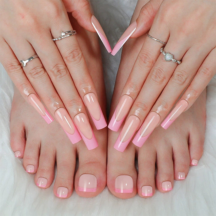 Stylish Press-On Nail Set with Elegant French Tip Design Kalsten