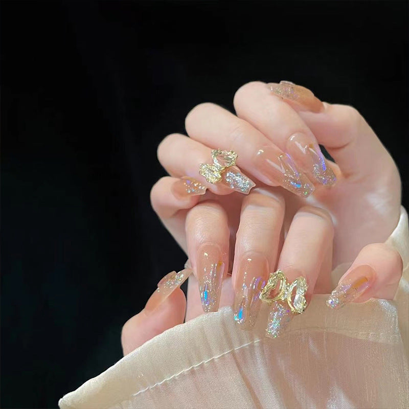 Art nail set with sparkling 3D butterfly decorations Kalsten