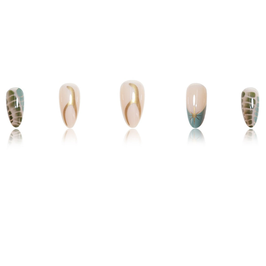 Artistic Almond-Shaped Press-On Nail Extensions Kalsten