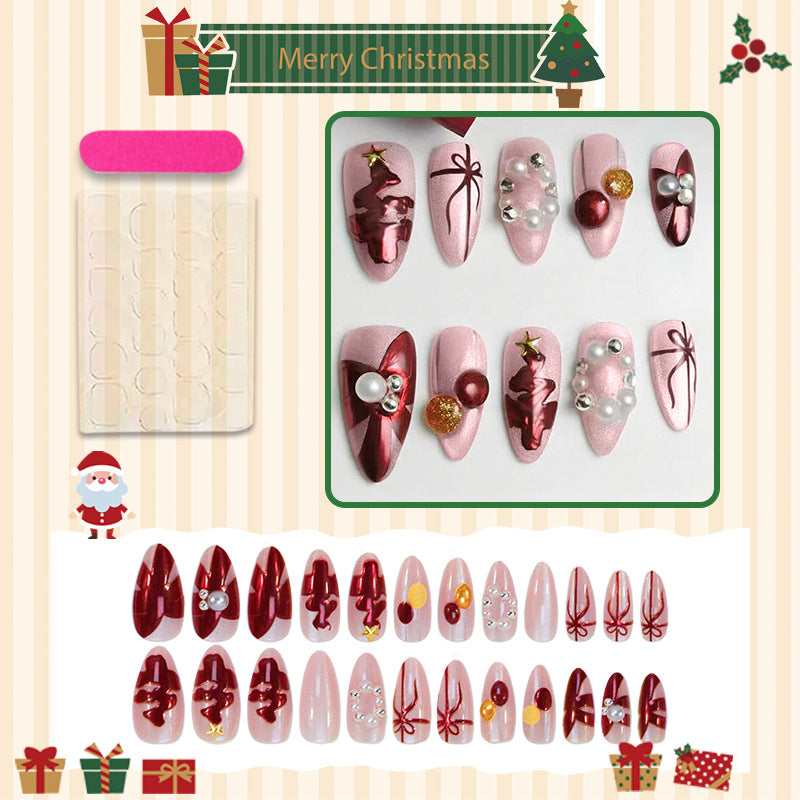 Artificial nail set with festive Christmas motifs and glamorous decorations Kalsten