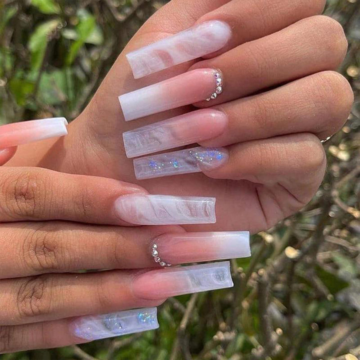 Elegant Crystal-Embellished Press-On Nail Design kalsten