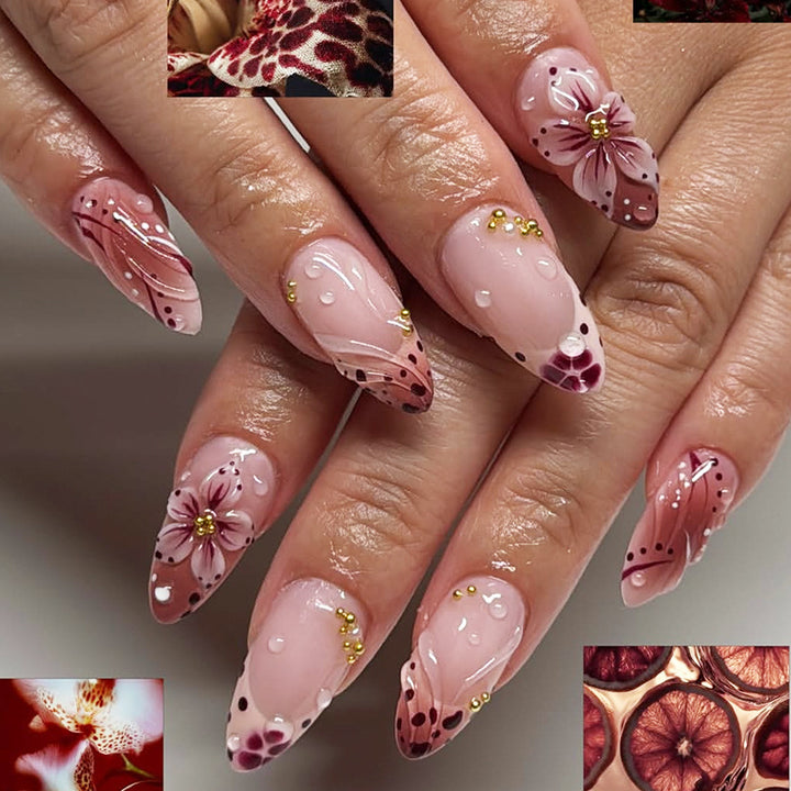 Premium Decorative Floral Press-On Nail Tips Kalsten