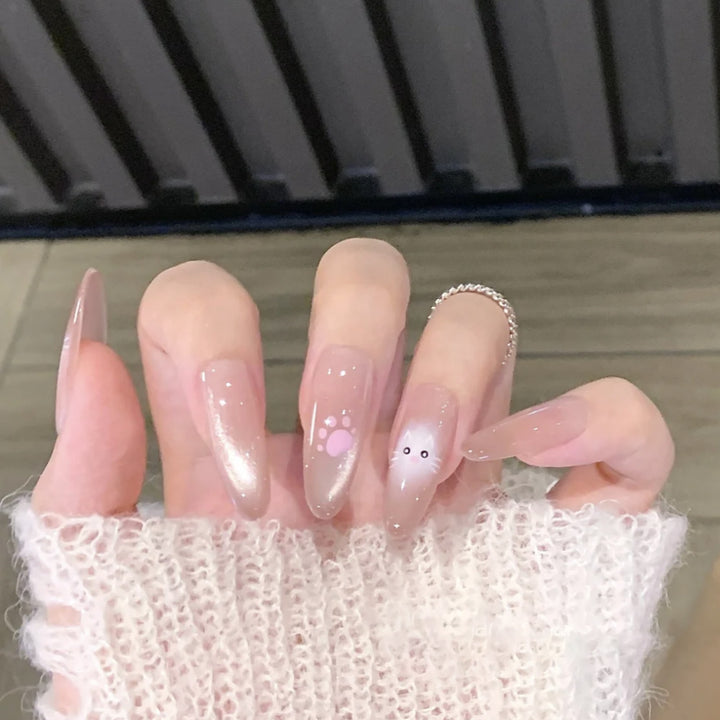 Artificial nails with elegant ombre effect and glitter accents Kalsten