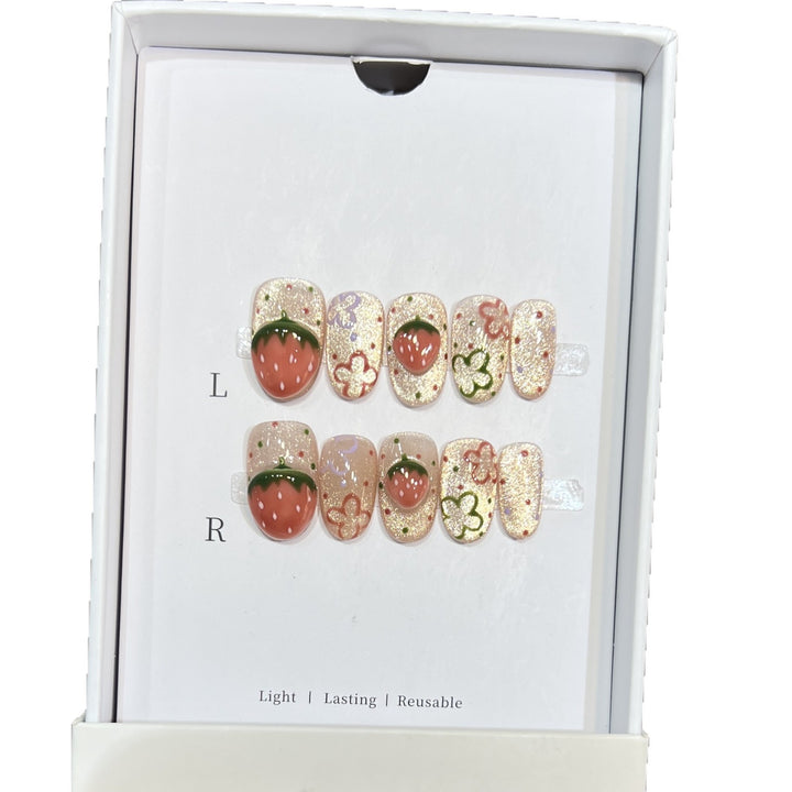 Artistic Strawberry-Themed Press-On Nail Set Kalsten