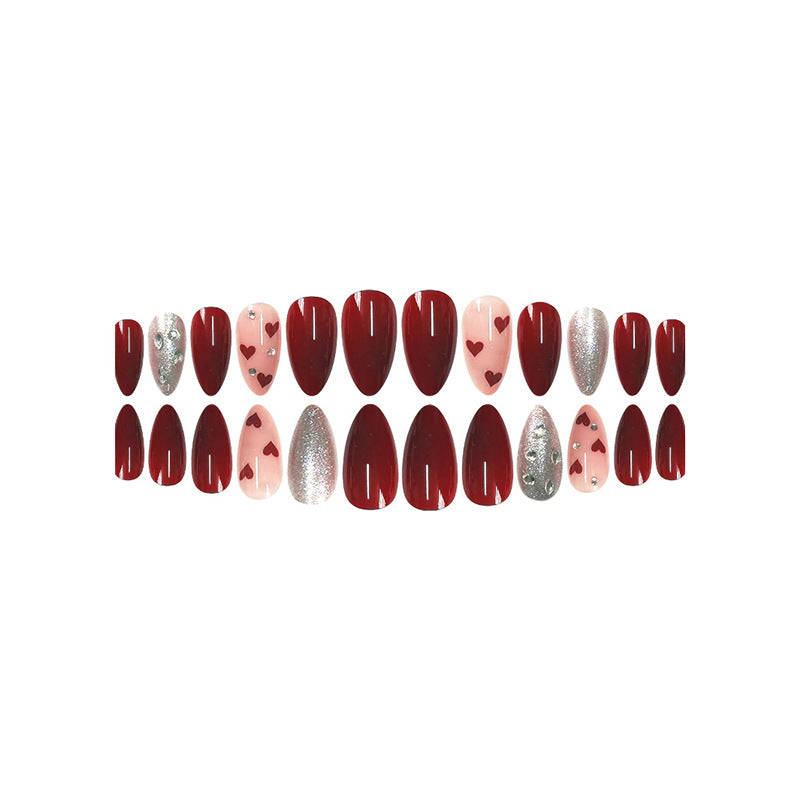 Romantic Heart-Themed Press-On Nail Set Kalsten
