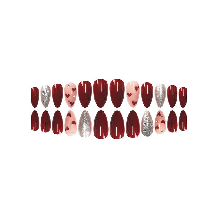 Romantic Heart-Themed Press-On Nail Set Kalsten