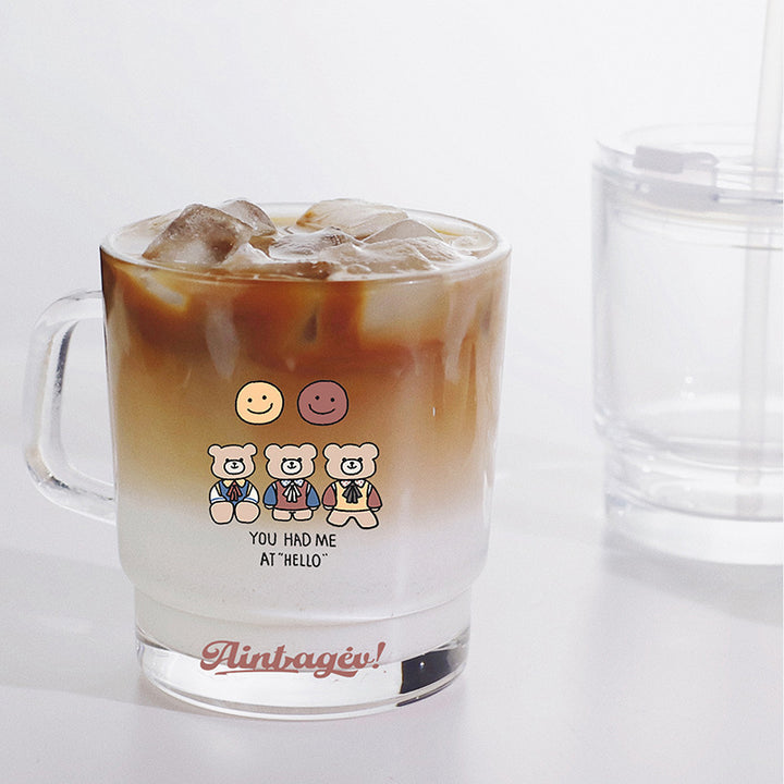 Ladies funny tea glass cup with artistic cat design Kalsten