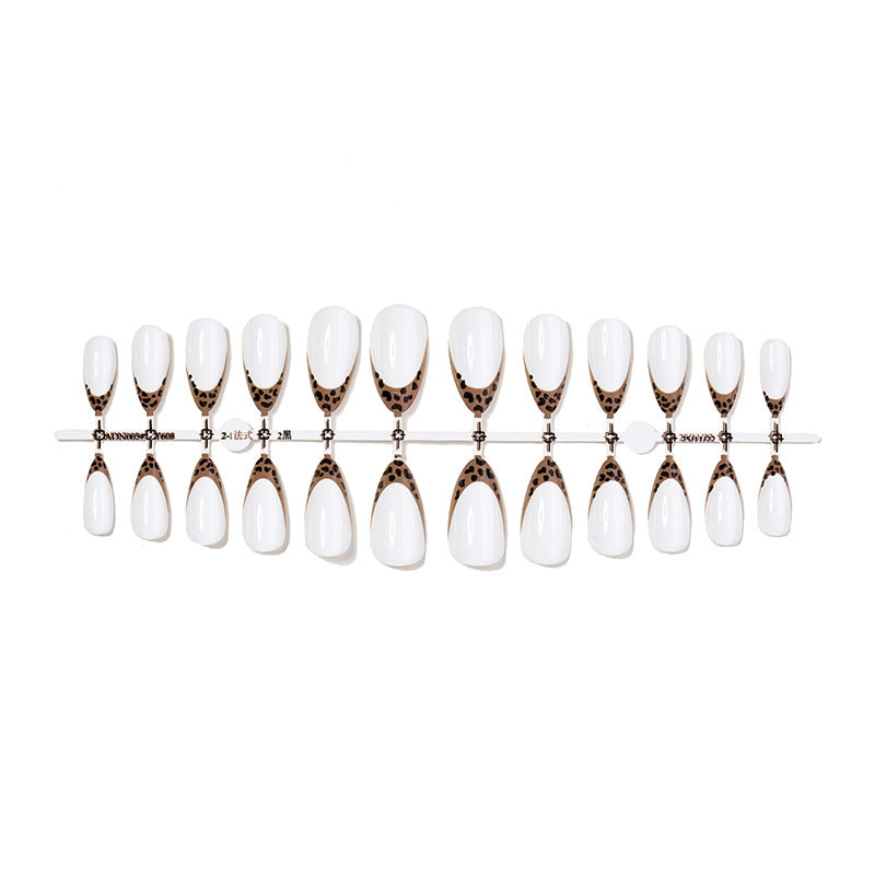 Decorative Press-On Nail Set with Elegant Leopard Accents kalsten
