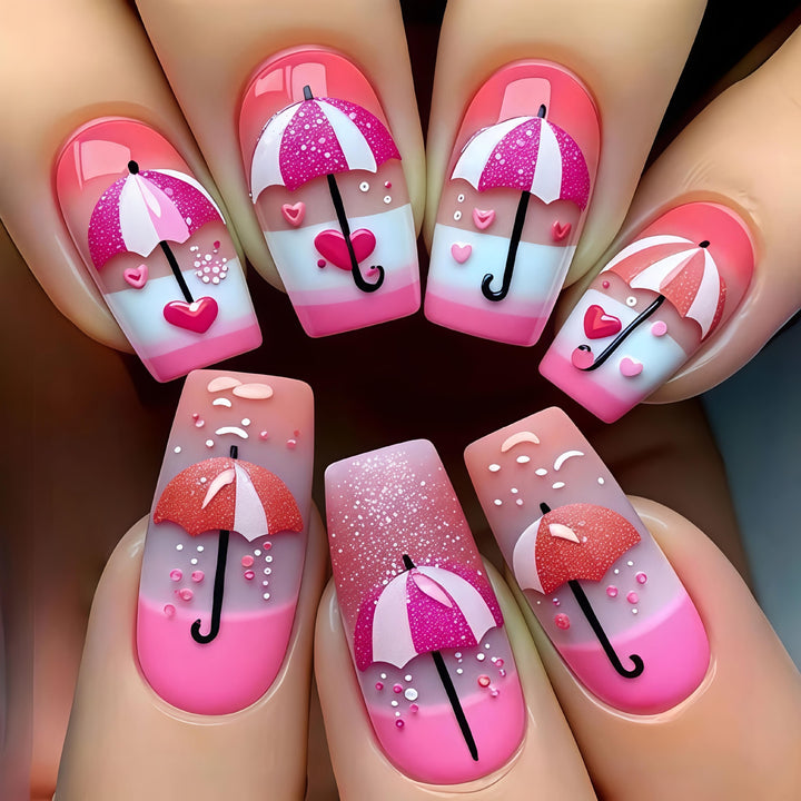 Art nails with Romantic Umbrella Design Kalsten
