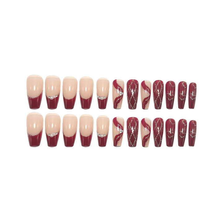 Artificial nails with elegant pearl and glitter decorations Kalsten