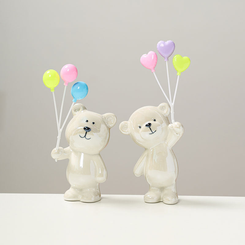 Cute ceramic bear figurine with balloons Kalsten