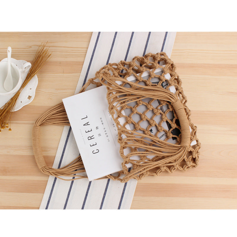 Handmade mesh tote bag with ergonomic carrying handle Kalsten