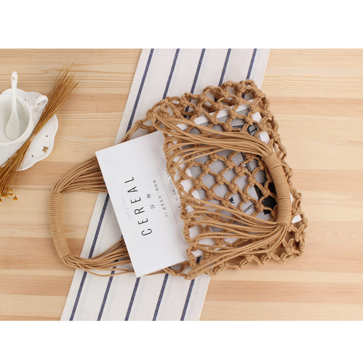 Handmade mesh tote bag with ergonomic carrying handle Kalsten