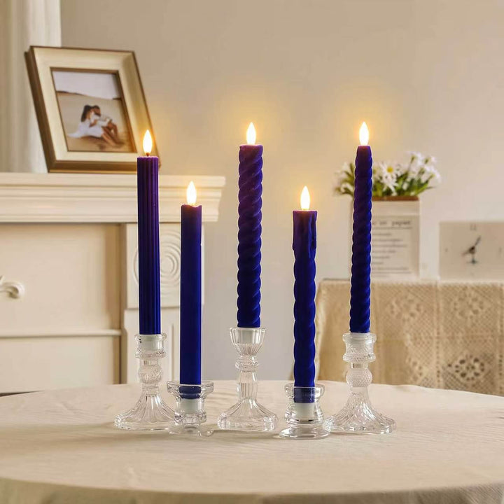 Hand-Poured Ribbed Slow-Burn Dinner Taper Candle Set for Centerpiece Decor