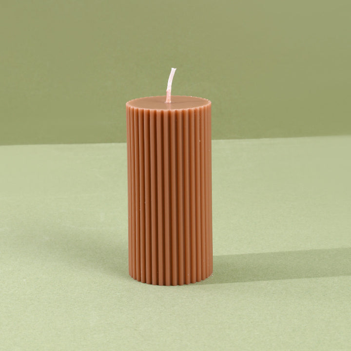 Decorative Tall Ribbed Column Candle for Home Ambience