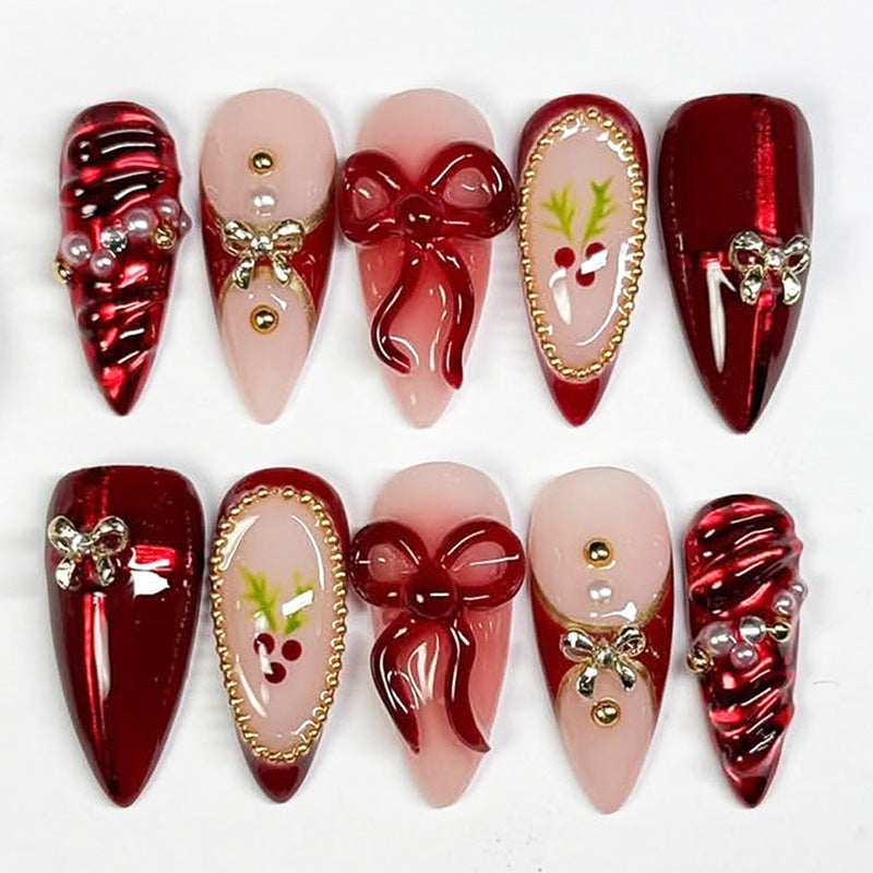 Decorative Press-On Nail Set with Holiday Designs kalsten