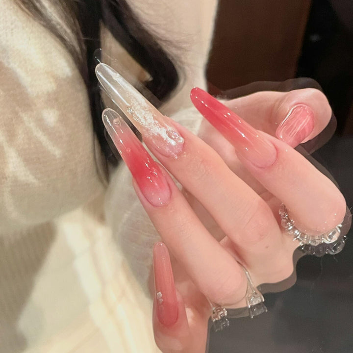 Artificial Nail Set with Elegant Gradient Color and Glitter Details Kalsten