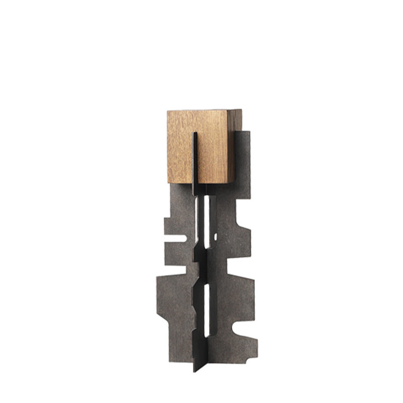 Abstract Metal and Wood Decorative Sculpture