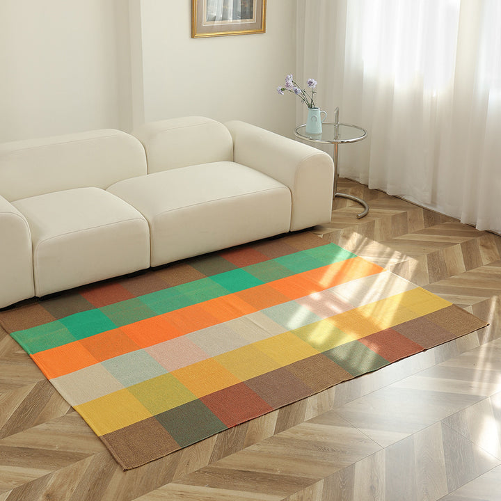 Striped flat woven carpet for living room with low pile and modern striped pattern Kalsten