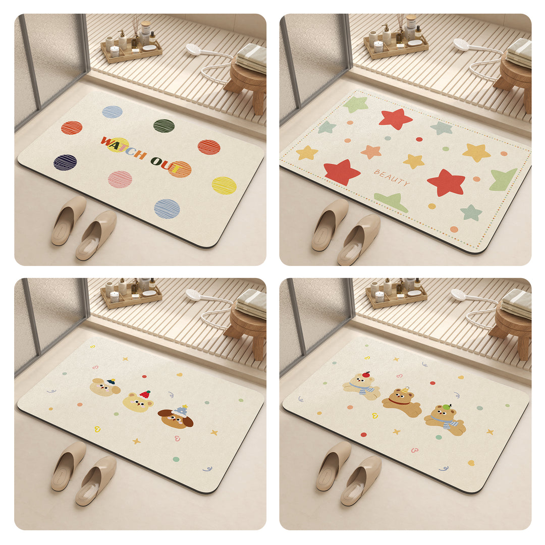 Playful Cartoon Dog-Themed Bath Mat Kalsten