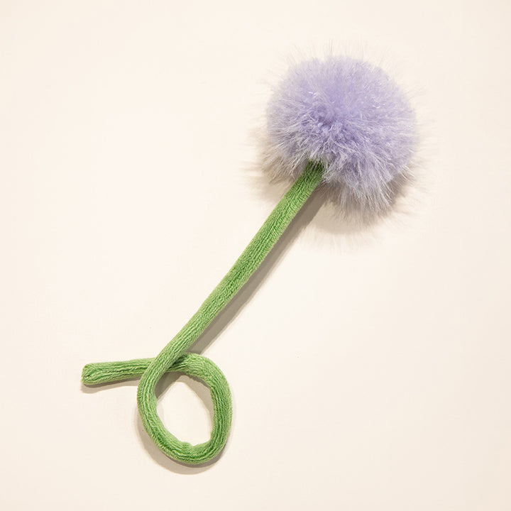 Plush Corduroy Tulip Cat Teaser Toy with Fluffy Pom Bud & Flexible Stem Kalsten