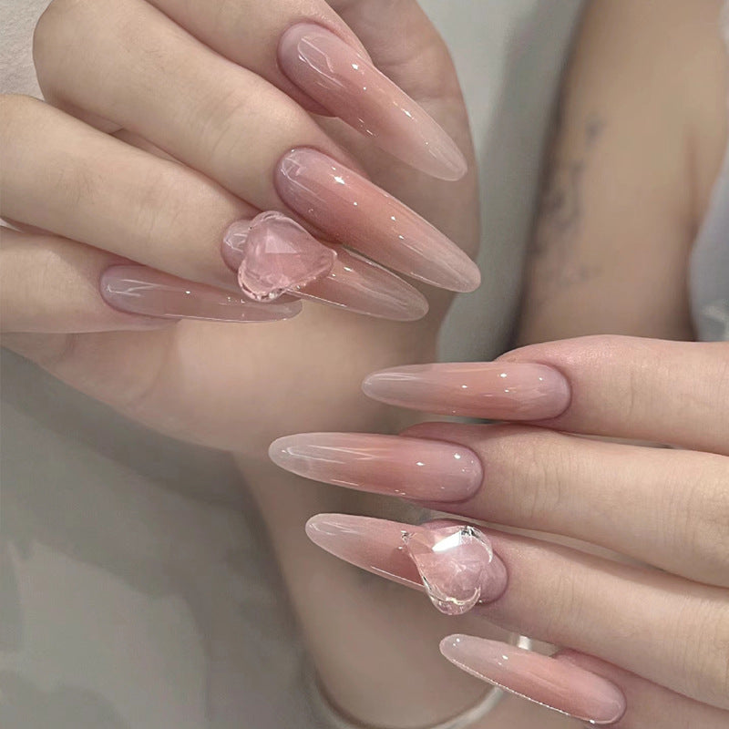 Glamorous Press-On Nail Set with Rhinestone and Glossy Finish Kalsten