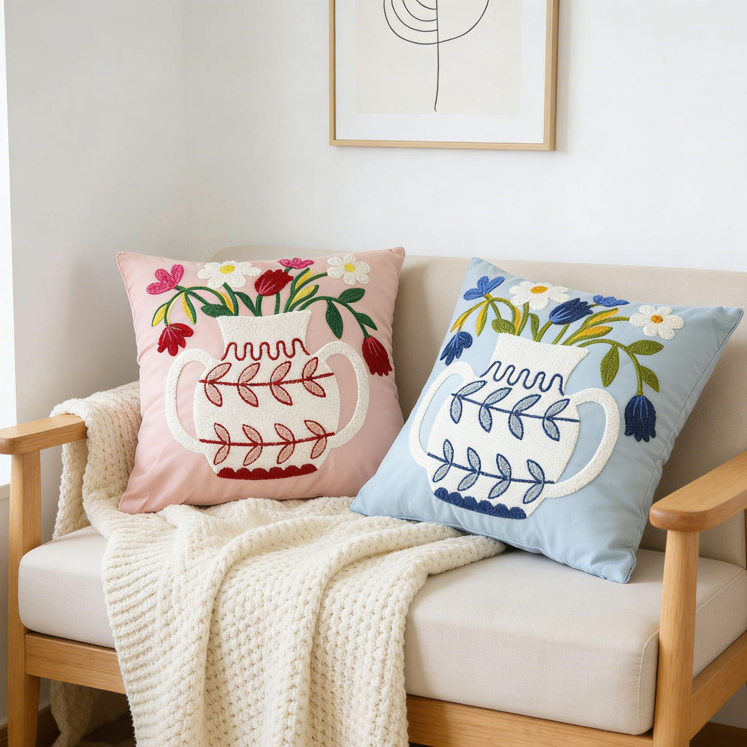 Floral Embroidery Cushion