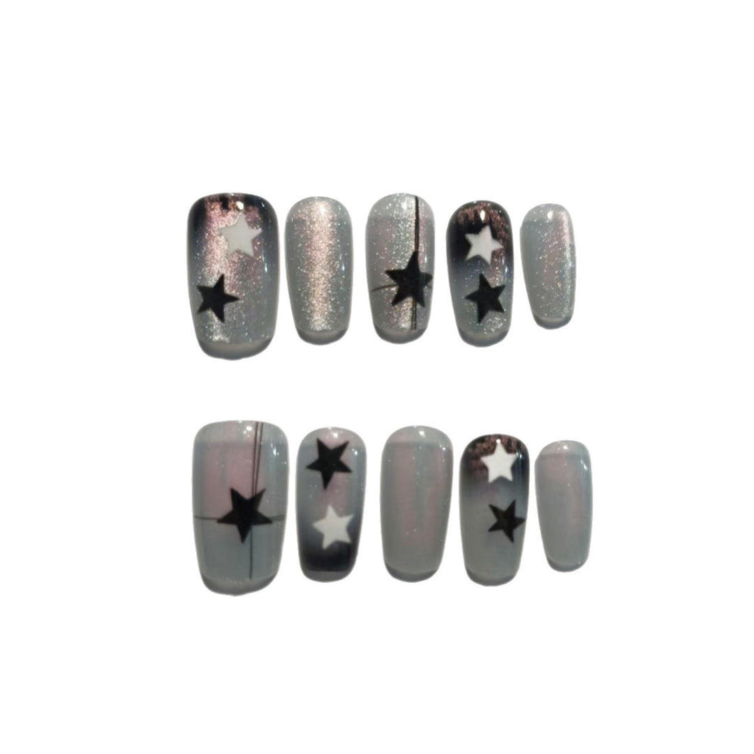 Artistic Star-Pattern Press-On Nail Set Kalsten