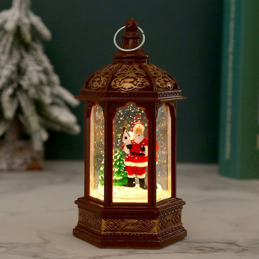 Nostalgic Christmas lantern with moving Santa Claus Kalsten