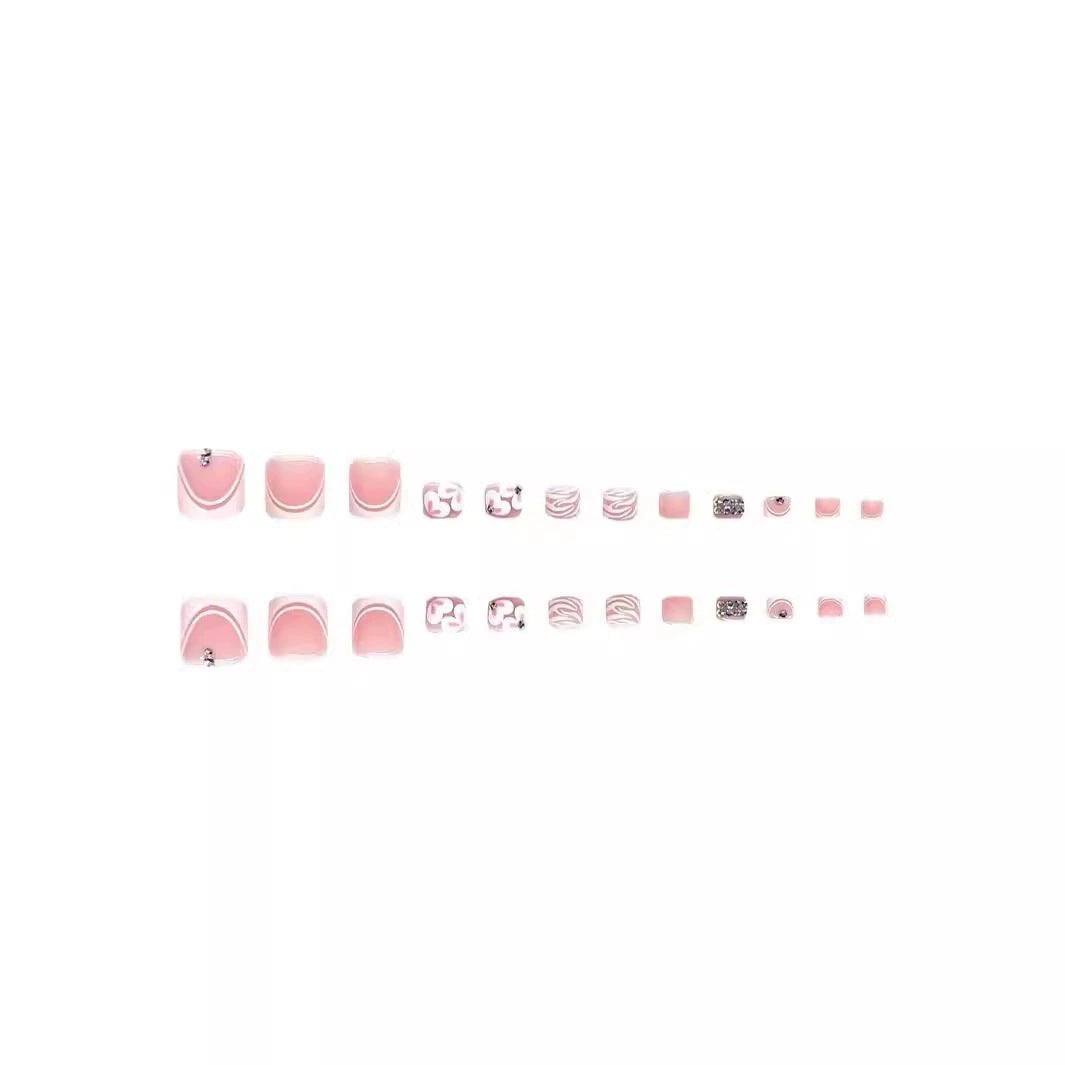 Decorative Press-On Nail Set with Rhinestone Accents Kalsten