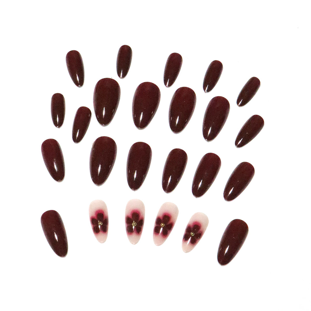Elegant Floral Design Press-On Nail Art Kalsten